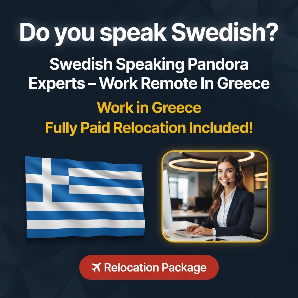 Swedish Speaking Pandora Customer Experts – Work Remote In Greece job in Greece - Mercier Consultancy