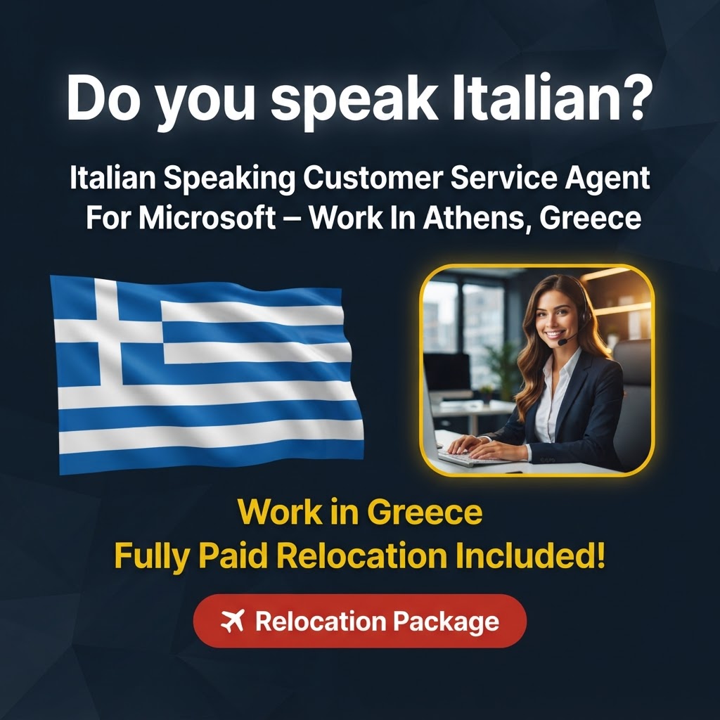 Italian Speaking Customer Service Agent For Microsoft – Work In Athens, Greece job in Greece - Mercier Consultancy