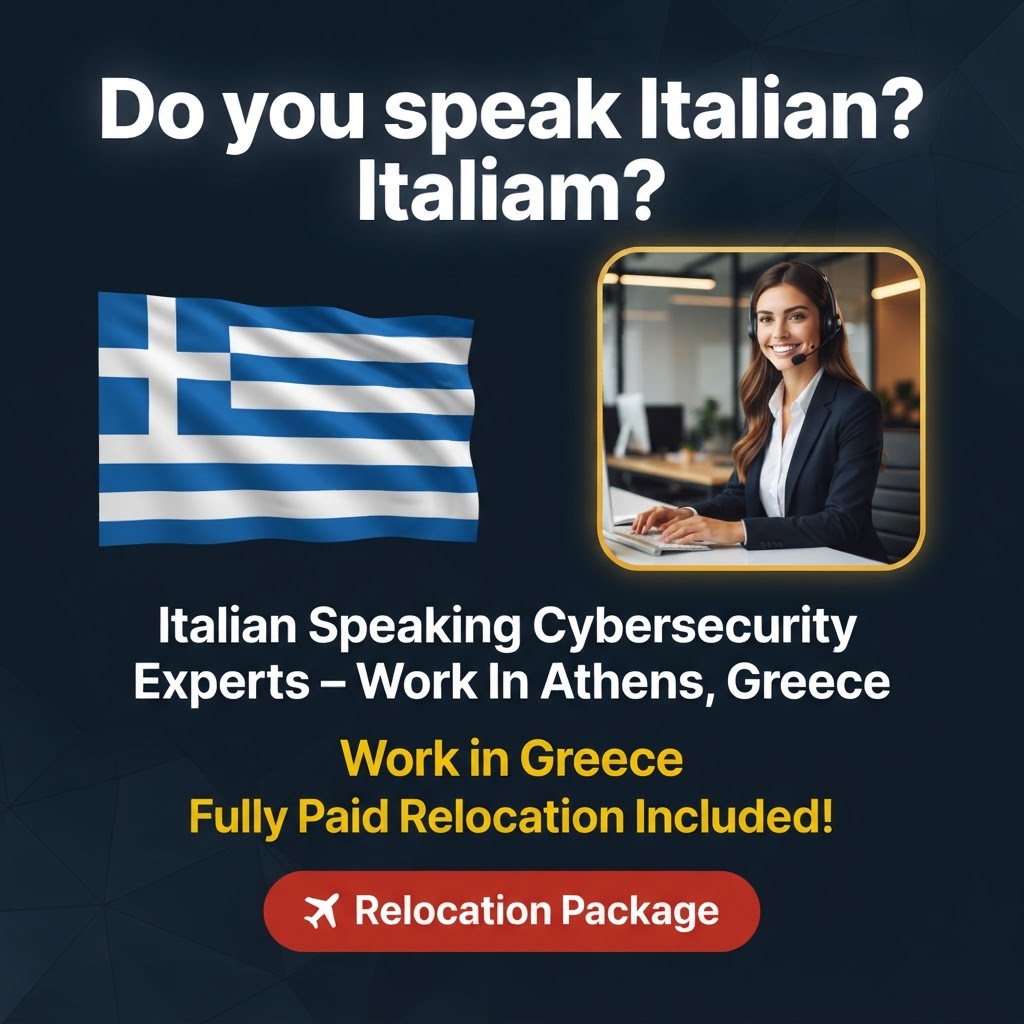 Italian Speaking Cybersecurity Customer Experts – Work In Athens, Greece job in Greece - Mercier Consultancy