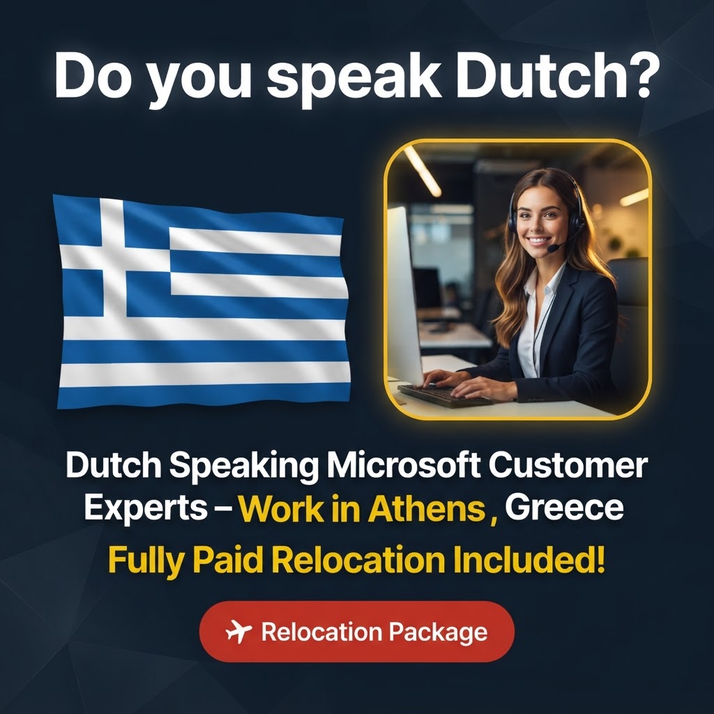 Dutch Speaking Microsoft Customer Experts – Work In Athens, Greece job in Greece - Mercier Consultancy
