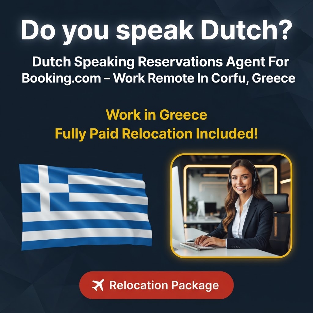 Dutch Speaking Reservations Agent For Booking.com – Work Remote In Corfu, Greece job in Greece - Mercier Consultancy