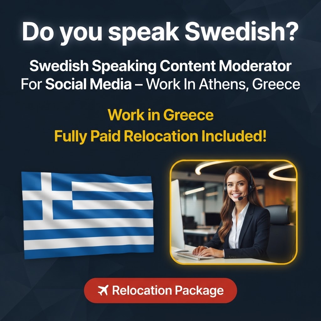 Swedish Speaking Content Moderator For Social Media – Work In Athens, Greece job in Greece - Mercier Consultancy