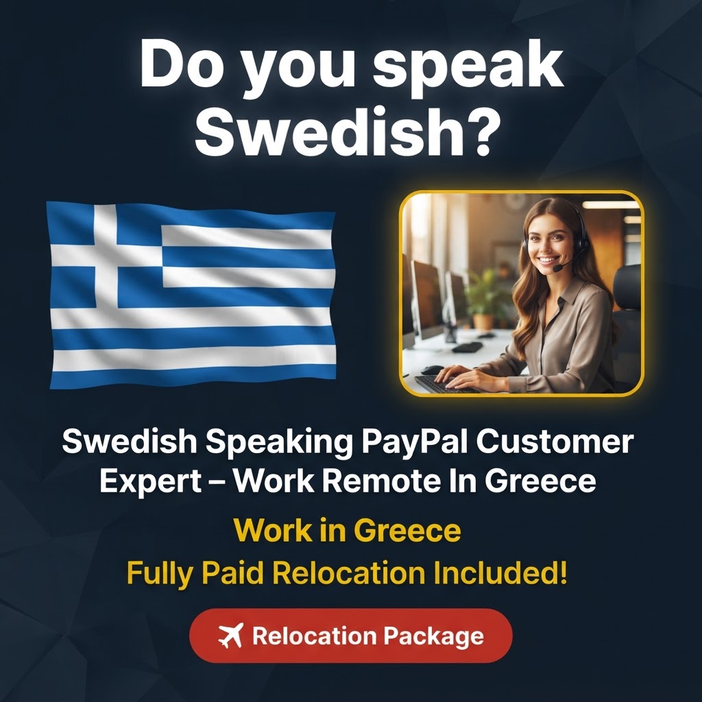 Swedish Speaking PayPal Customer Expert – Work Remote In Greece job in Greece - Mercier Consultancy