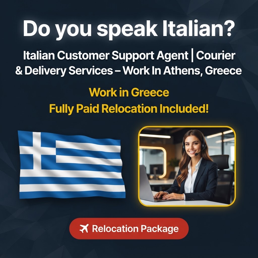 Italian Customer Support Agent | Courier & Delivery Services – Work In Athens, Greece job in Greece - Mercier Consultancy
