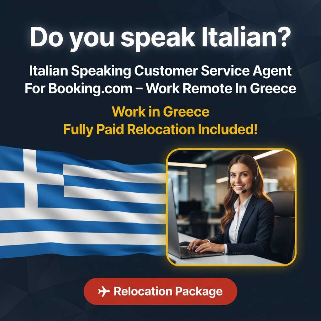 Italian Speaking Customer Service Agent For Booking.com – Work Remote In Greece job in Greece - Mercier Consultancy