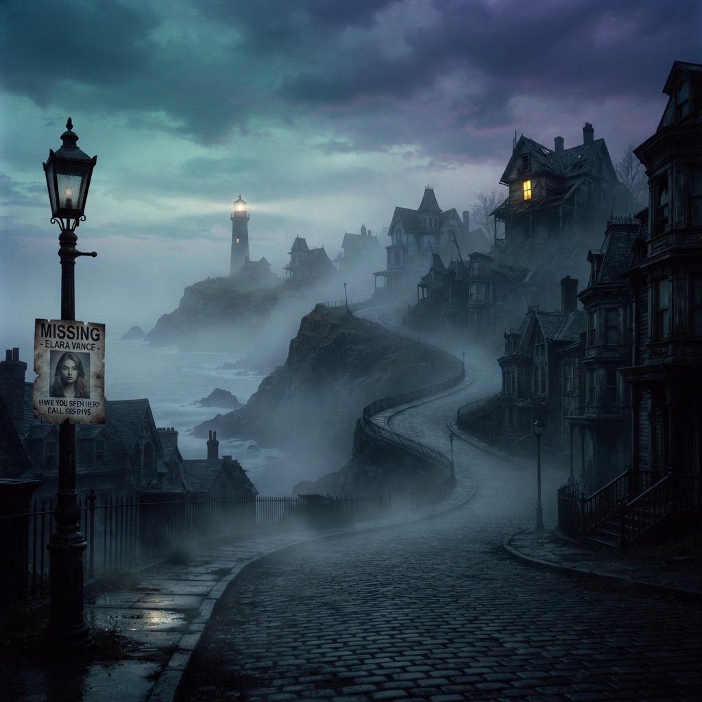 Fractal Point foggy coastal town concept art