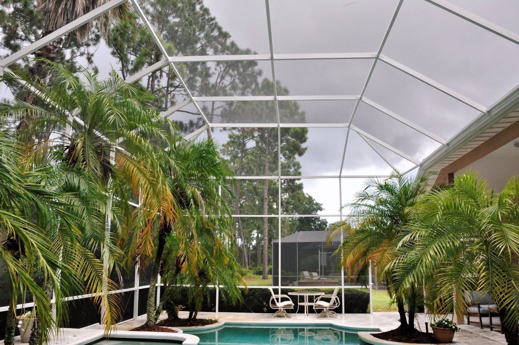 Pool screen repair with new mesh panels in Sanford Florida