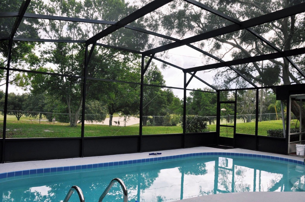 Complete pool screen replacement rescreening project Florida