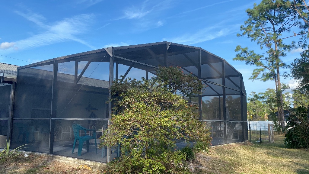 Screen repair inside pool cage enclosure Central Florida