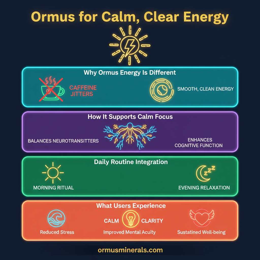 Ormus for Calm Clear Energy Infographic - ormusminerals.com
