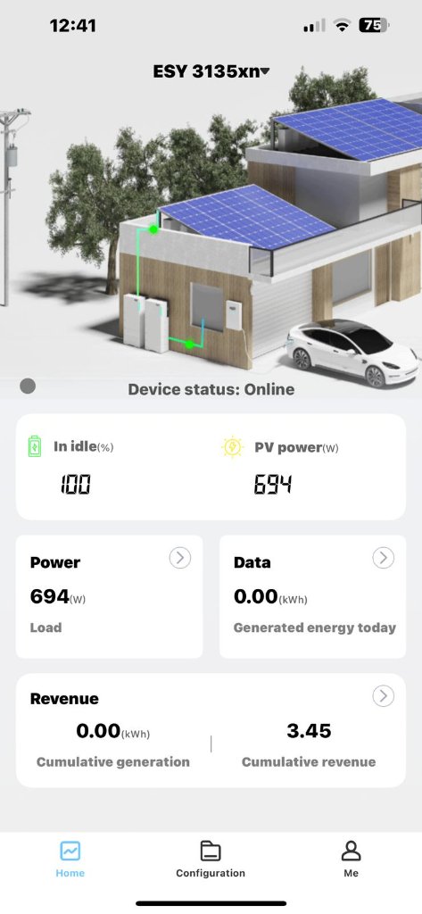 ESY energiebeheer app – real-time monitoring thuisbatterij 20 kWh