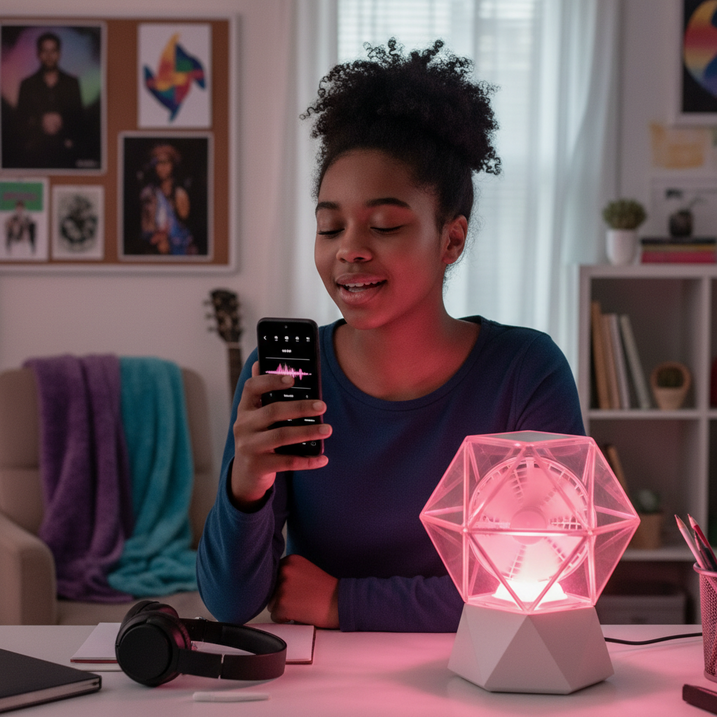 Art In Real Solar Fan LED Lantern Pink