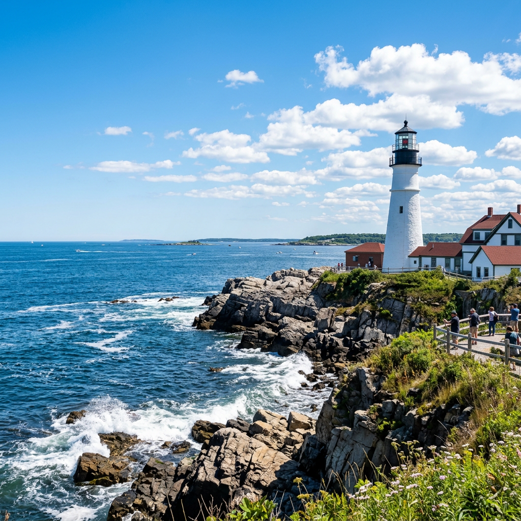 Portland Head Light lighthouse on a clear sunny day