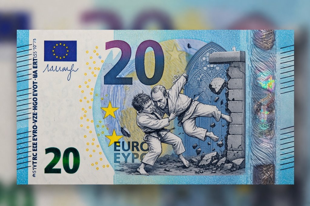 Banconota simbolica 20€ - Abbatti i tiranni, sostieni l'Europa