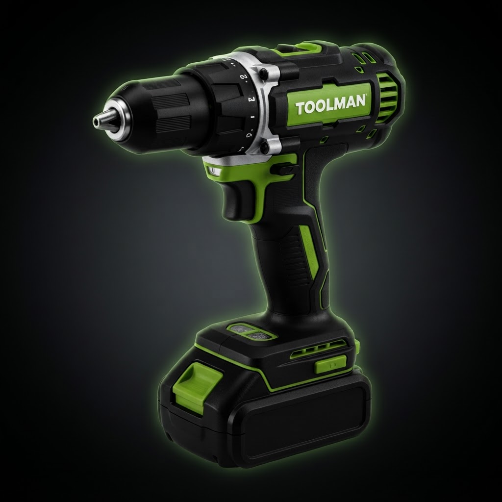 Green TOOLMAN USA cordless hammer drill