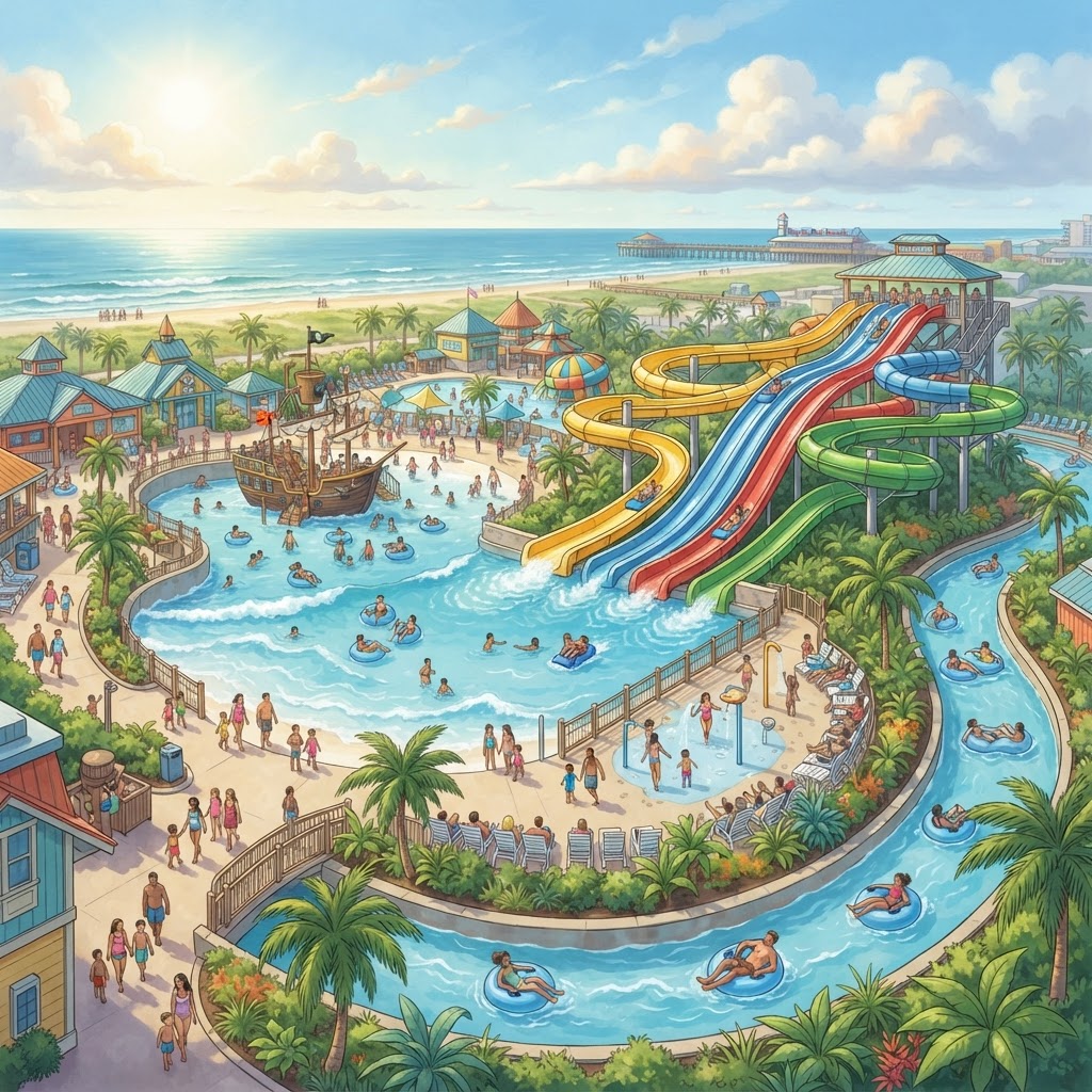Editorial illustration for Daytona Lagoon Waterpark in Daytona: Family Fun, Local Tips & Storm-Smart Screen Advice