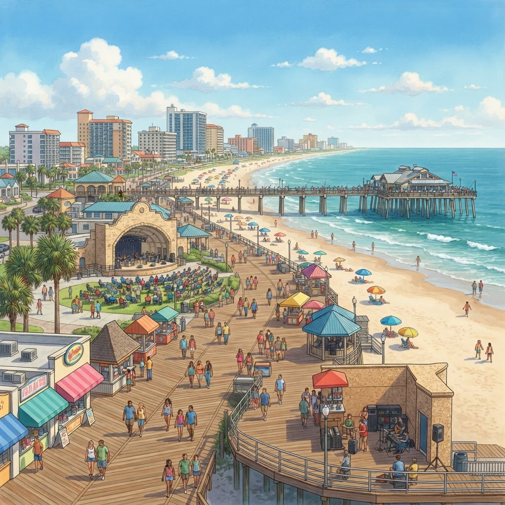 Editorial illustration for Daytona Beach Boardwalk Guide for Daytona Homeowners: Pier Views, Local Fun, and Screen Repair Tips