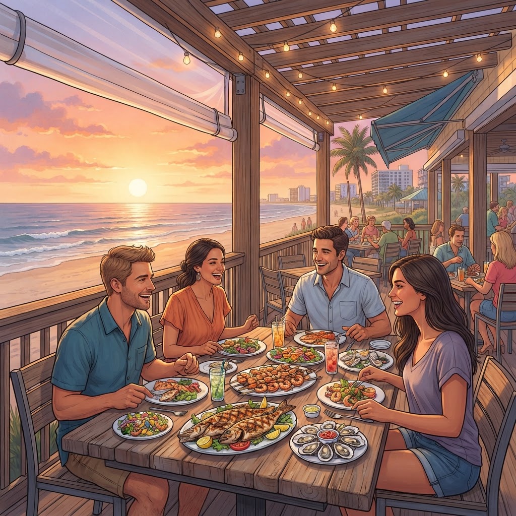 Editorial illustration for Best Restaurants in Daytona Beach Shores, Daytona Guide for Coastal Living and Screen Care