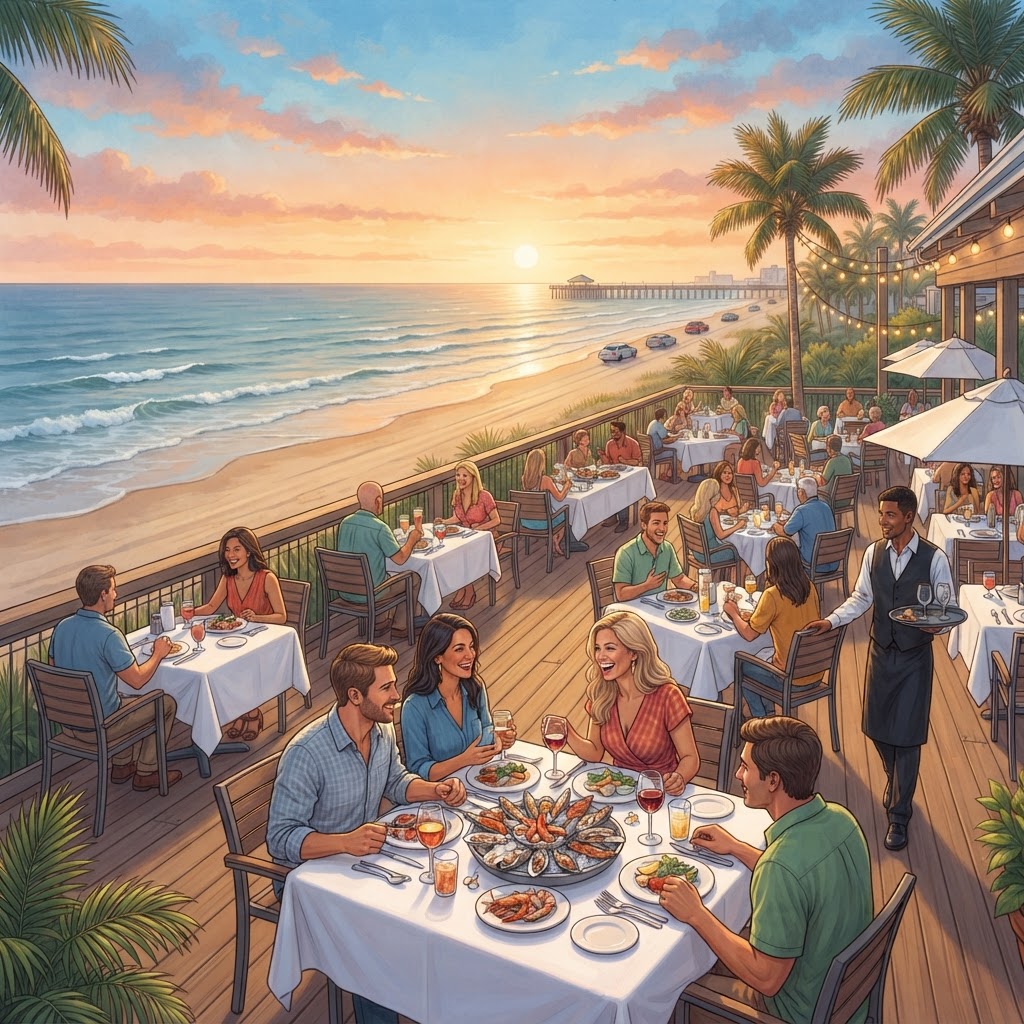 Editorial illustration for Best Restaurants in Daytona Beach: Oceanfront Dining Daytona Homeowners Love