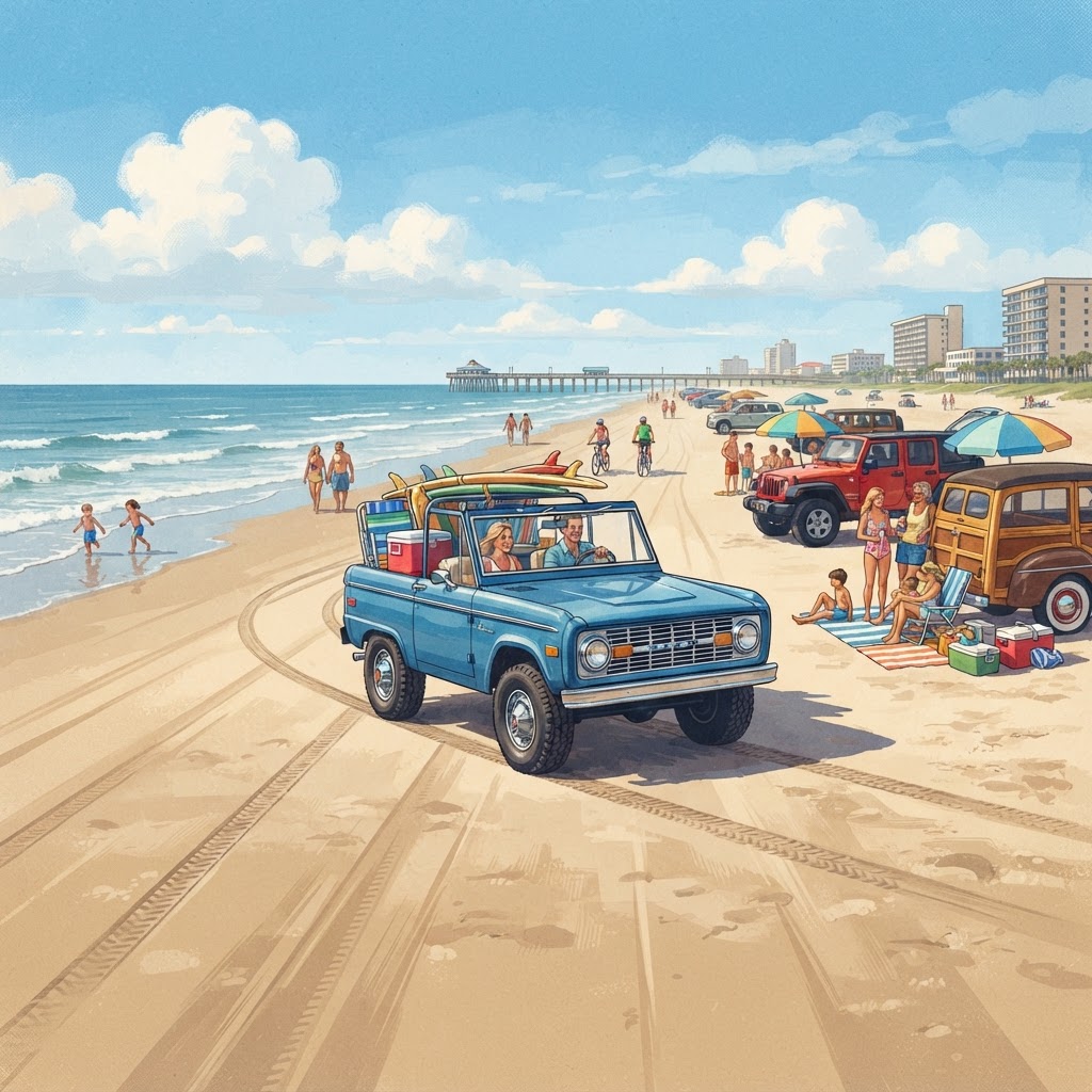 Editorial illustration for Driving on the Beach Daytona: How Florida Beach Life Inspires Volusia County Outdoor Living