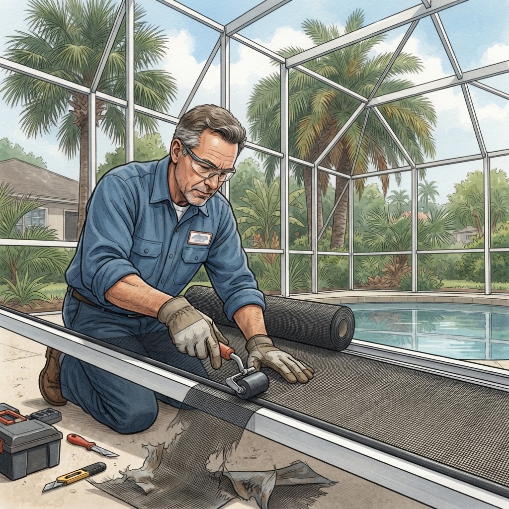 Editorial illustration for Best Screen Repair Companies Daytona Homeowners Trust: How to Choose a Licensed Contractor