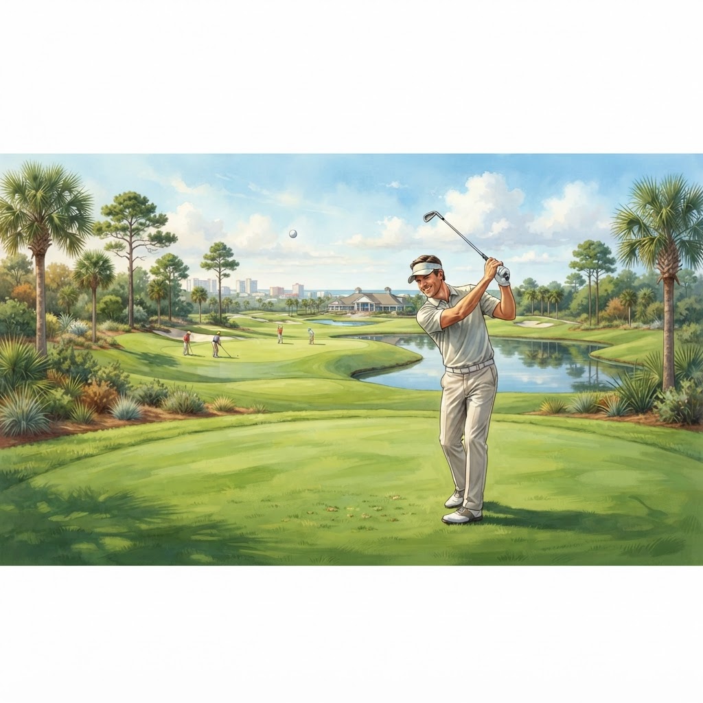 Editorial illustration for Golf Courses Daytona Beach: Why Florida Golf Living Pairs Perfectly With Screened Lanais in Volusia County