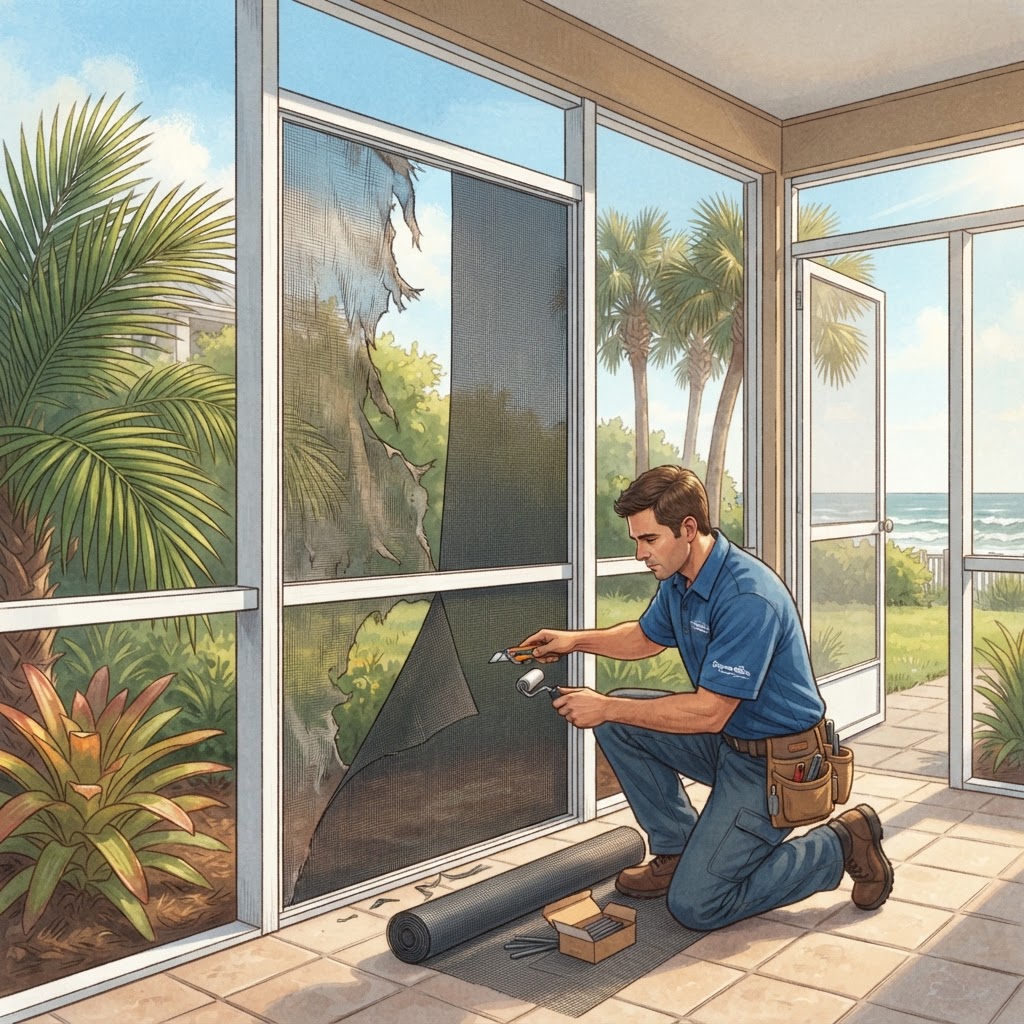Editorial illustration for Screen Repair Pricing Daytona Beach: Real Costs for Volusia County Homeowners