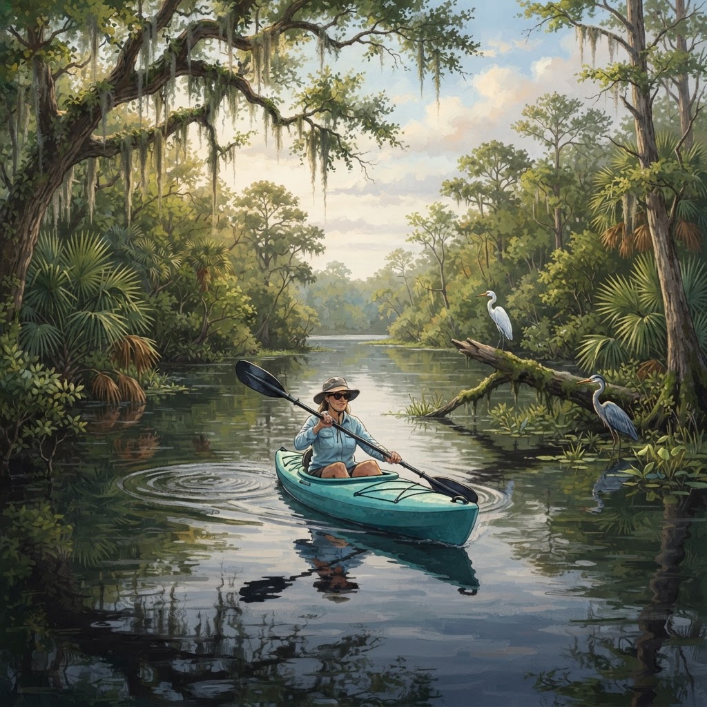 Editorial illustration for Tomoka River Kayaking in Volusia County: Outdoor Inspiration for Daytona Homeowners