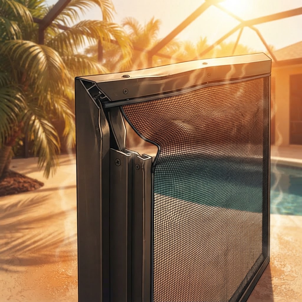 Editorial illustration for Thermal Expansion in Daytona: How Summer Heat Causes Screen Sagging and Frame Stress