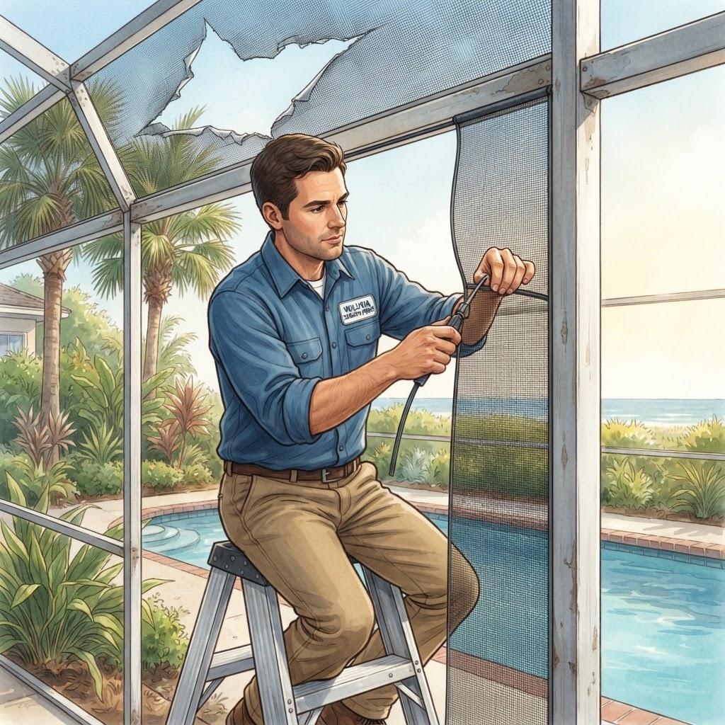 Editorial illustration for Trusted Screen Repair Daytona Beach: How Volusia County Homeowners Choose the Right Company