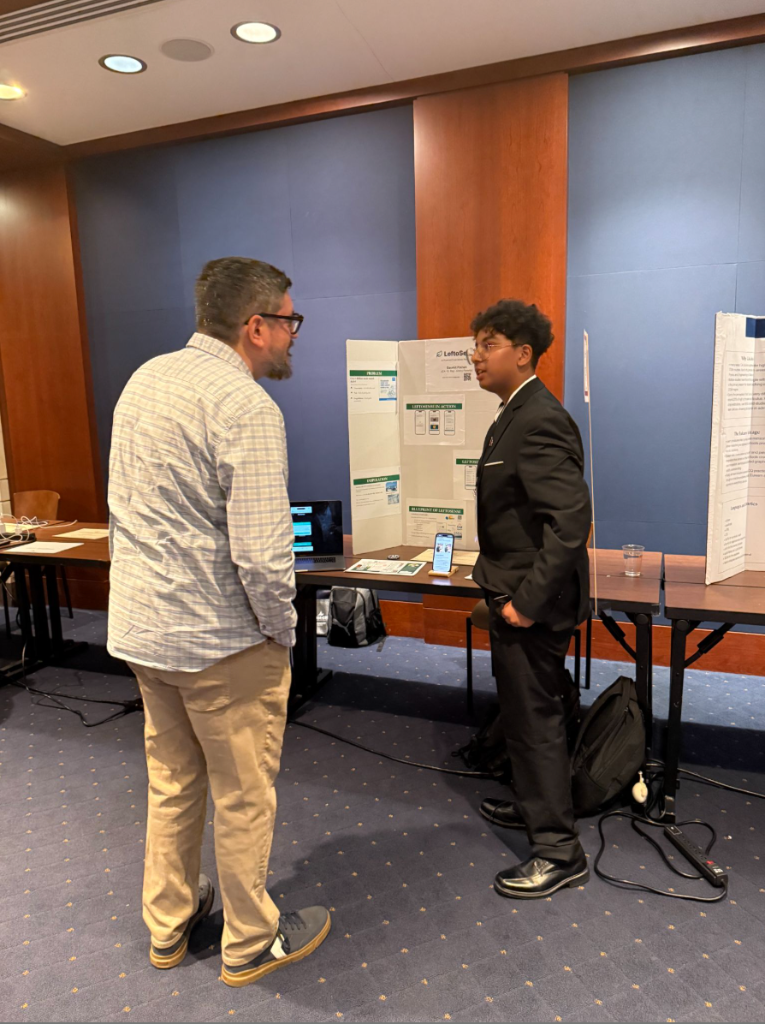 Saumit Pathak presenting LeftoSense at the Congressional App Challenge showcase