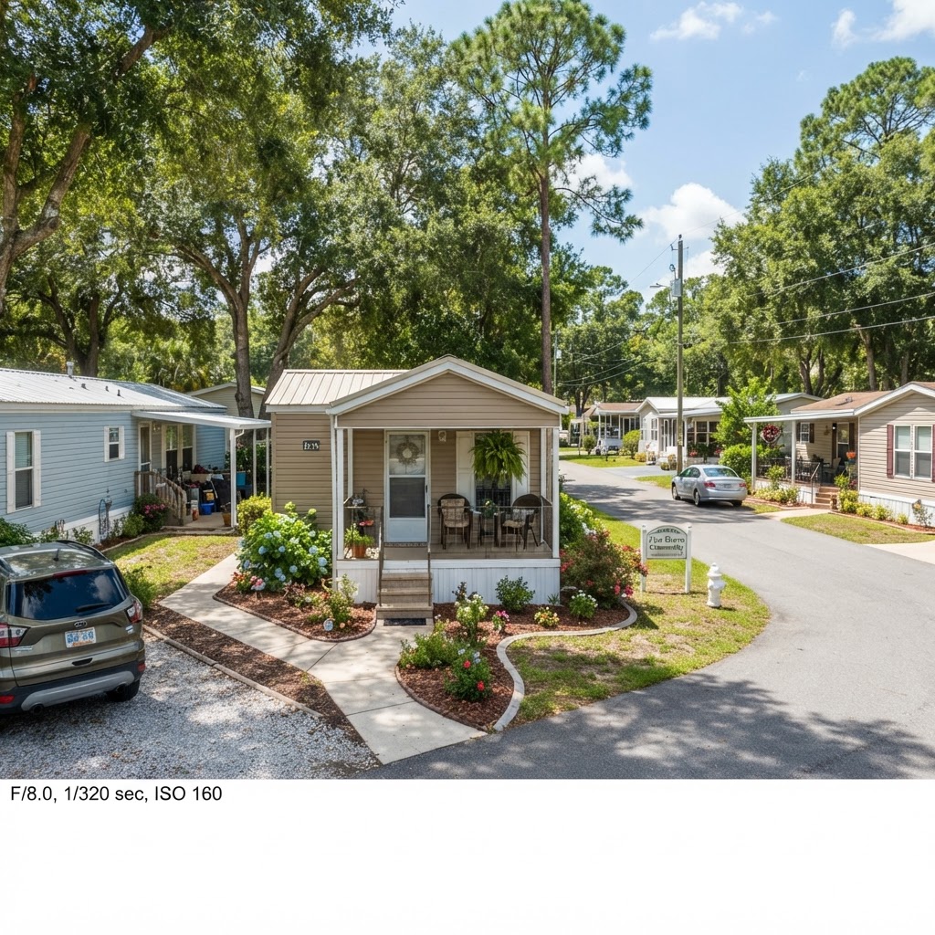 Mobile home in a park community