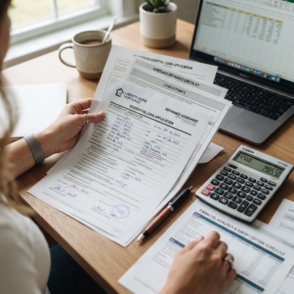 Refinancing paperwork and calculator