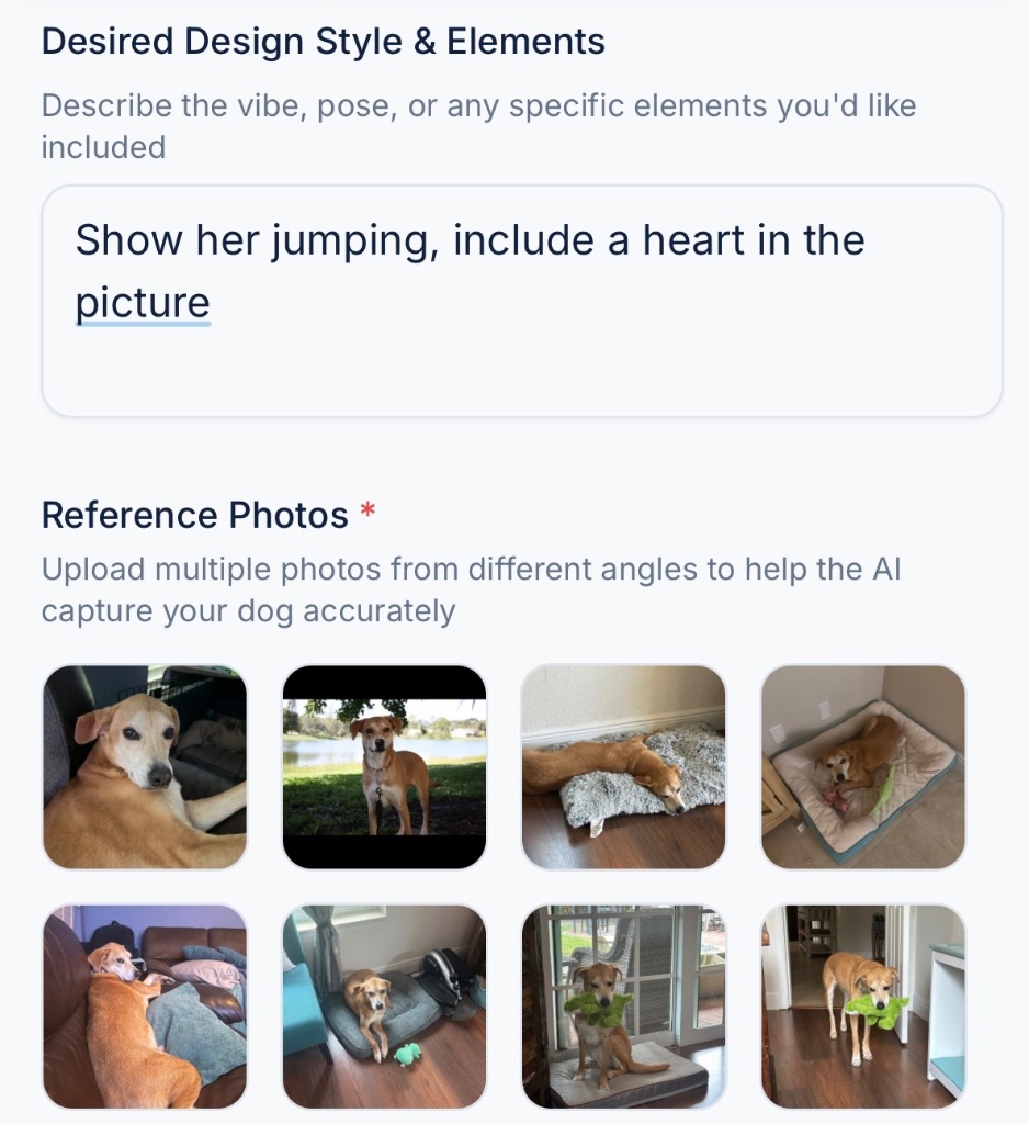 Describe your design and upload reference photos