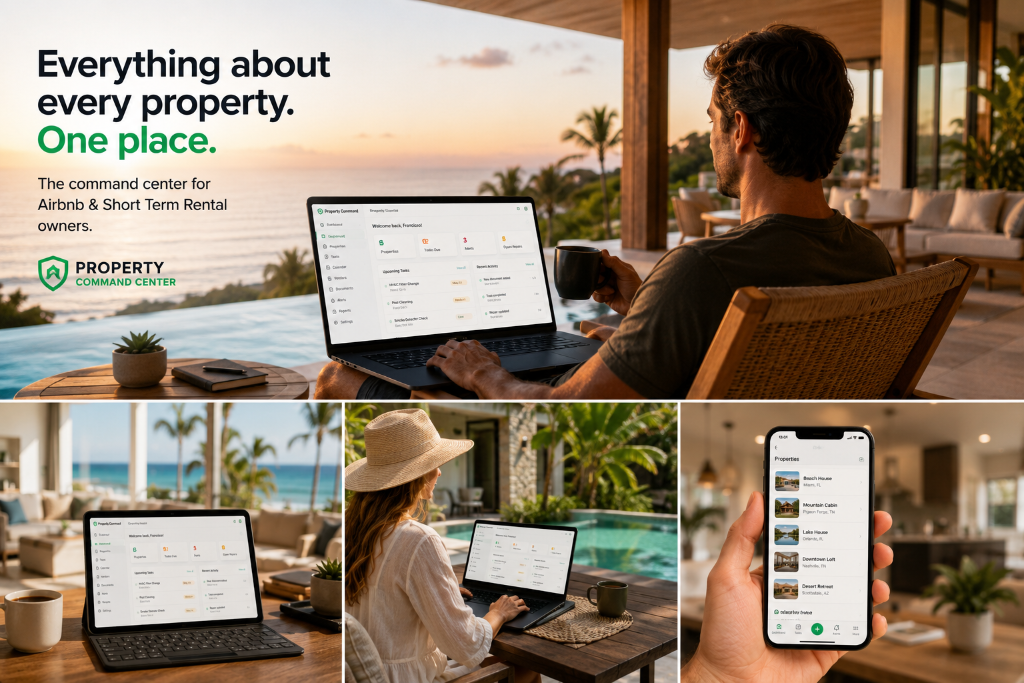 Property owners enjoying calm, organized property management in beautiful settings