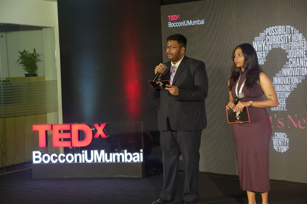 Aadil speaking at TEDx BocconiUMumbai