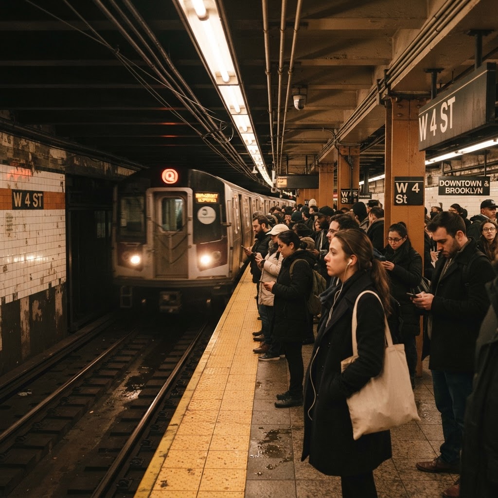 People on a New York subway platform