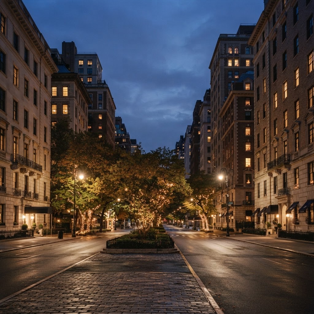 Park Avenue, Upper East Side at dusk