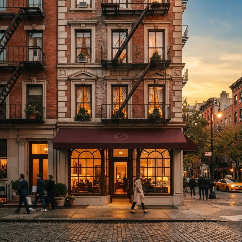 A classic NYC brokerage office facade