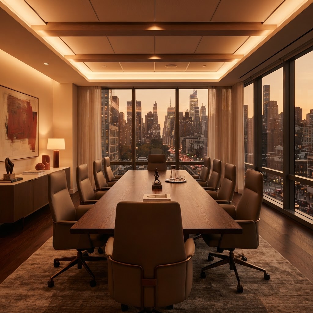 An empty elegant conference room