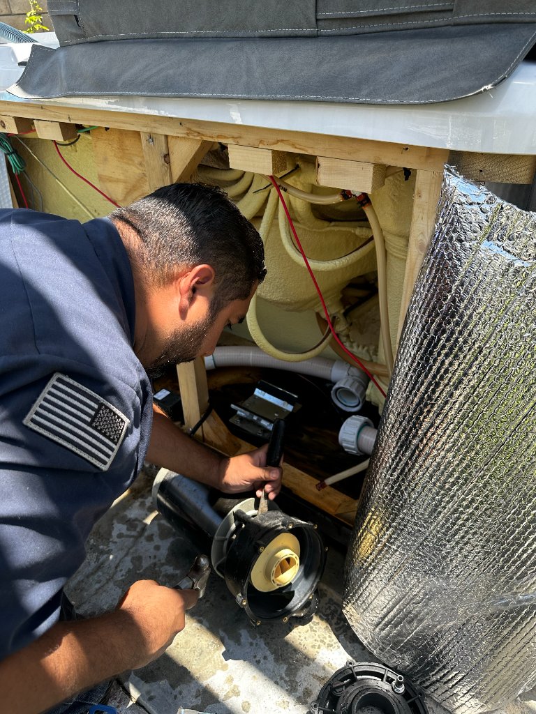 Sam performing spa repair
