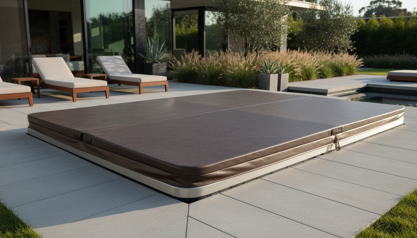 Spa cover on luxury hot tub