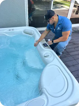 Clean hot tub maintained by DB Spa