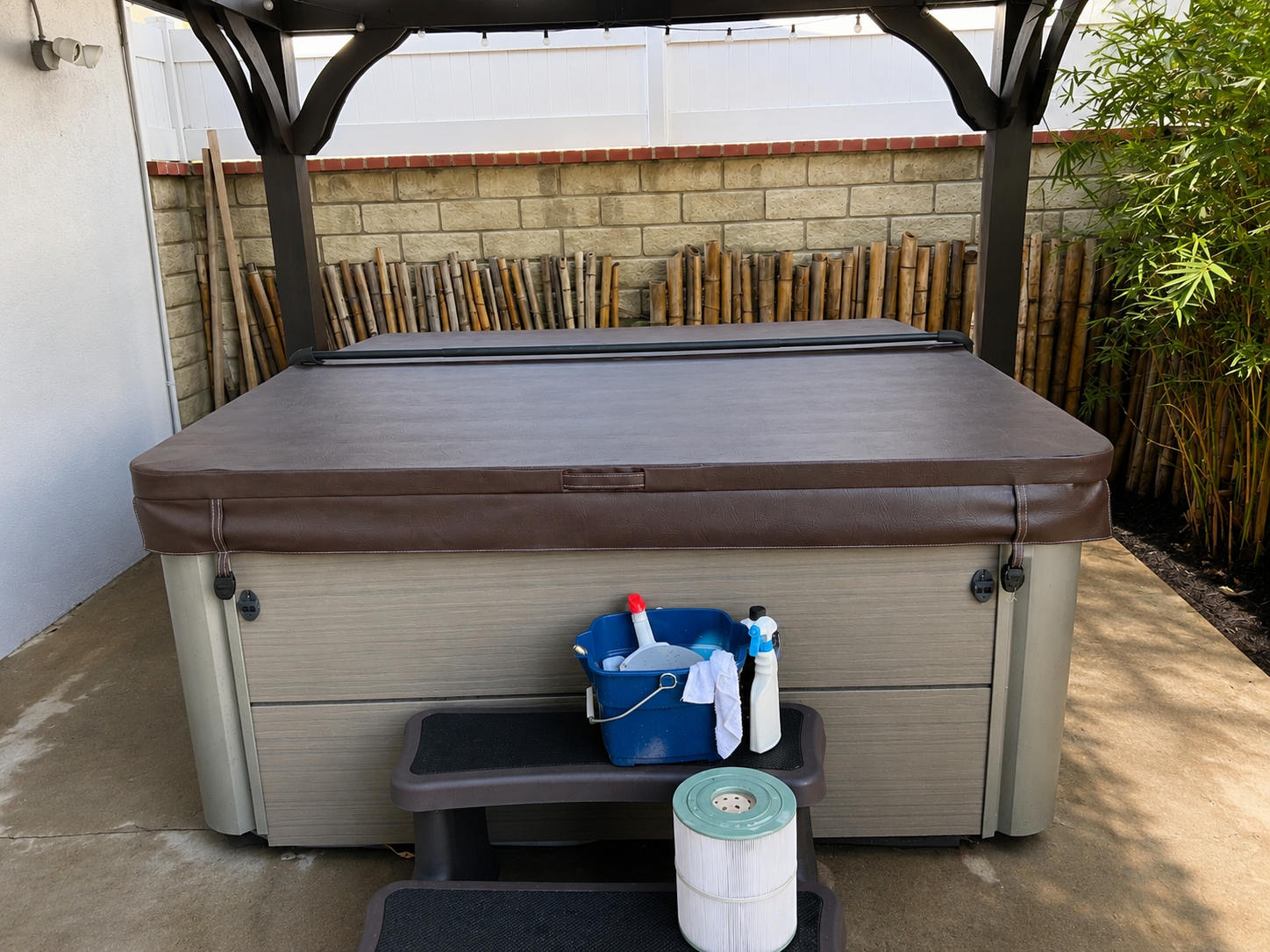 Walnut marine grade vinyl hot tub cover replacement in Burbank