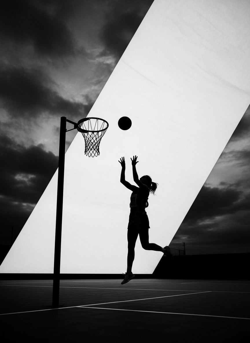 Netball player in action