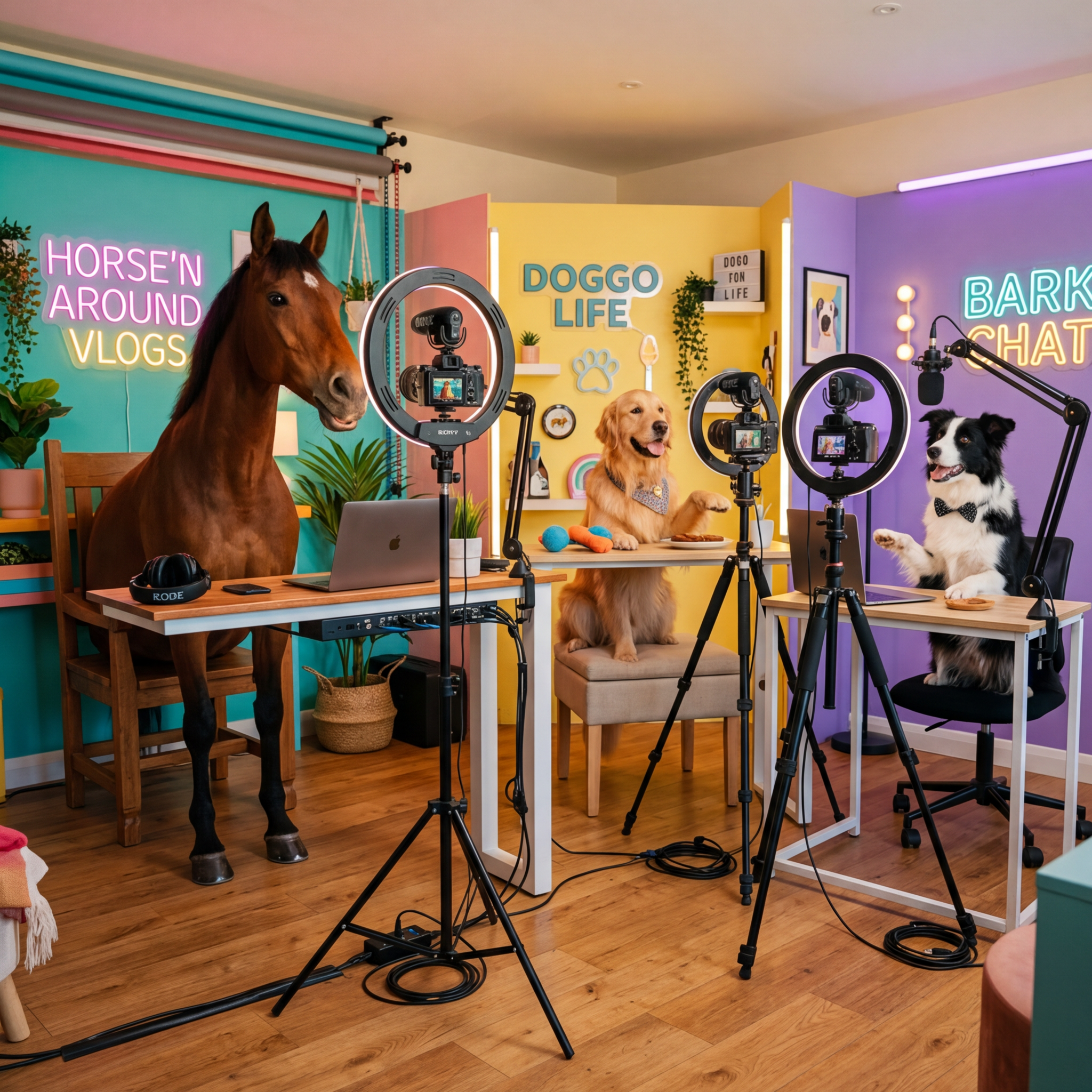 Animals doing social media videos