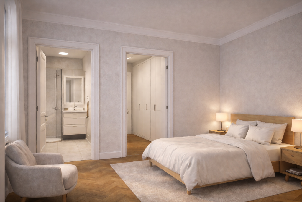 Schlafzimmer mit Bad