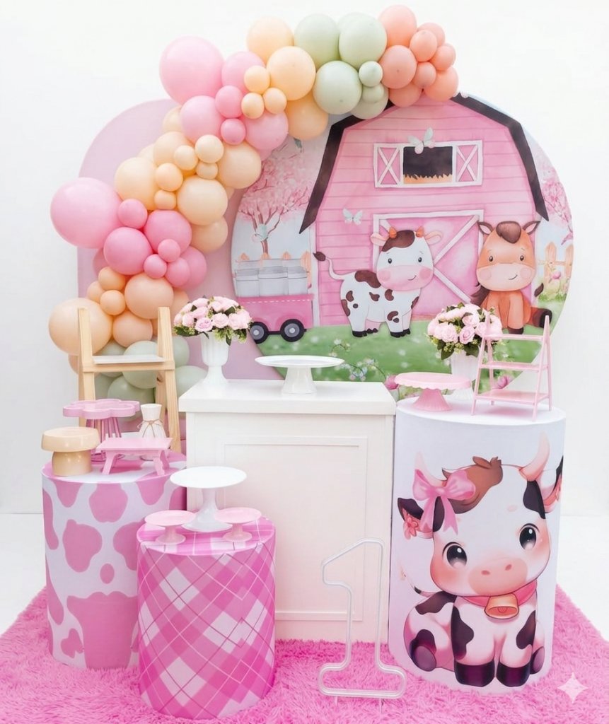 Decoração tema Fazendinha Rosa