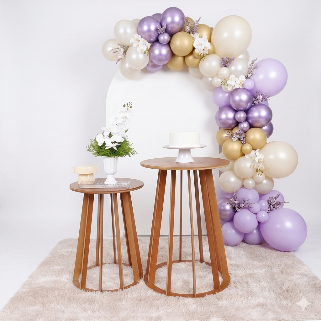Decoração tema Painel Branco Mesa Ripada
