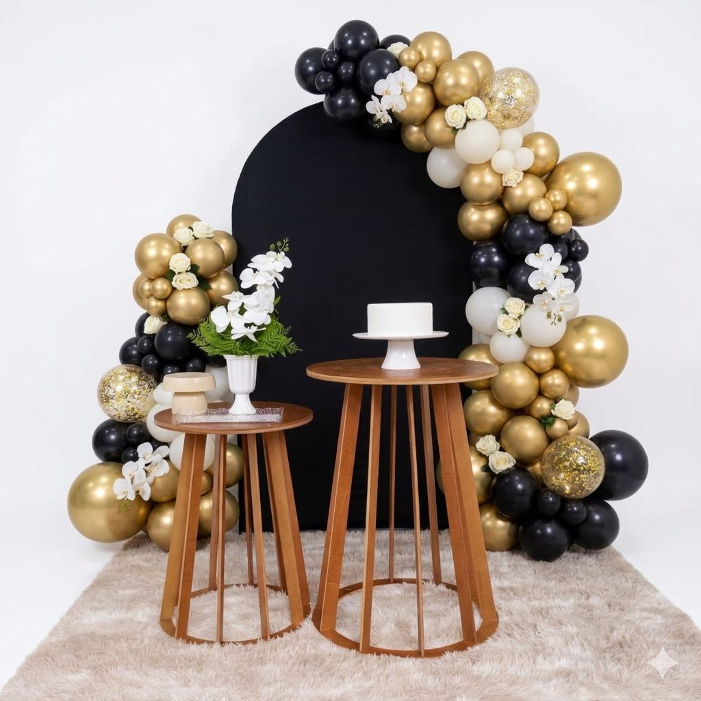 Decoração tema Painel Preto Mesa Ripada